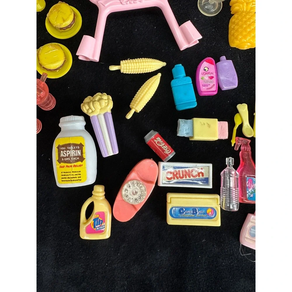 Vintage Dollhouse Accessory Lot Barbie Food Dishes Cups Plates Fire Pit Cake